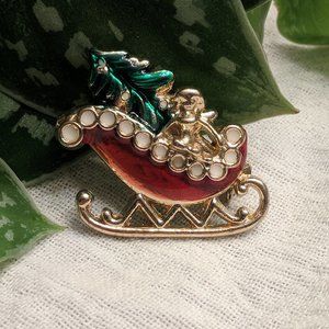 Vintage Christmas Sled Brooch